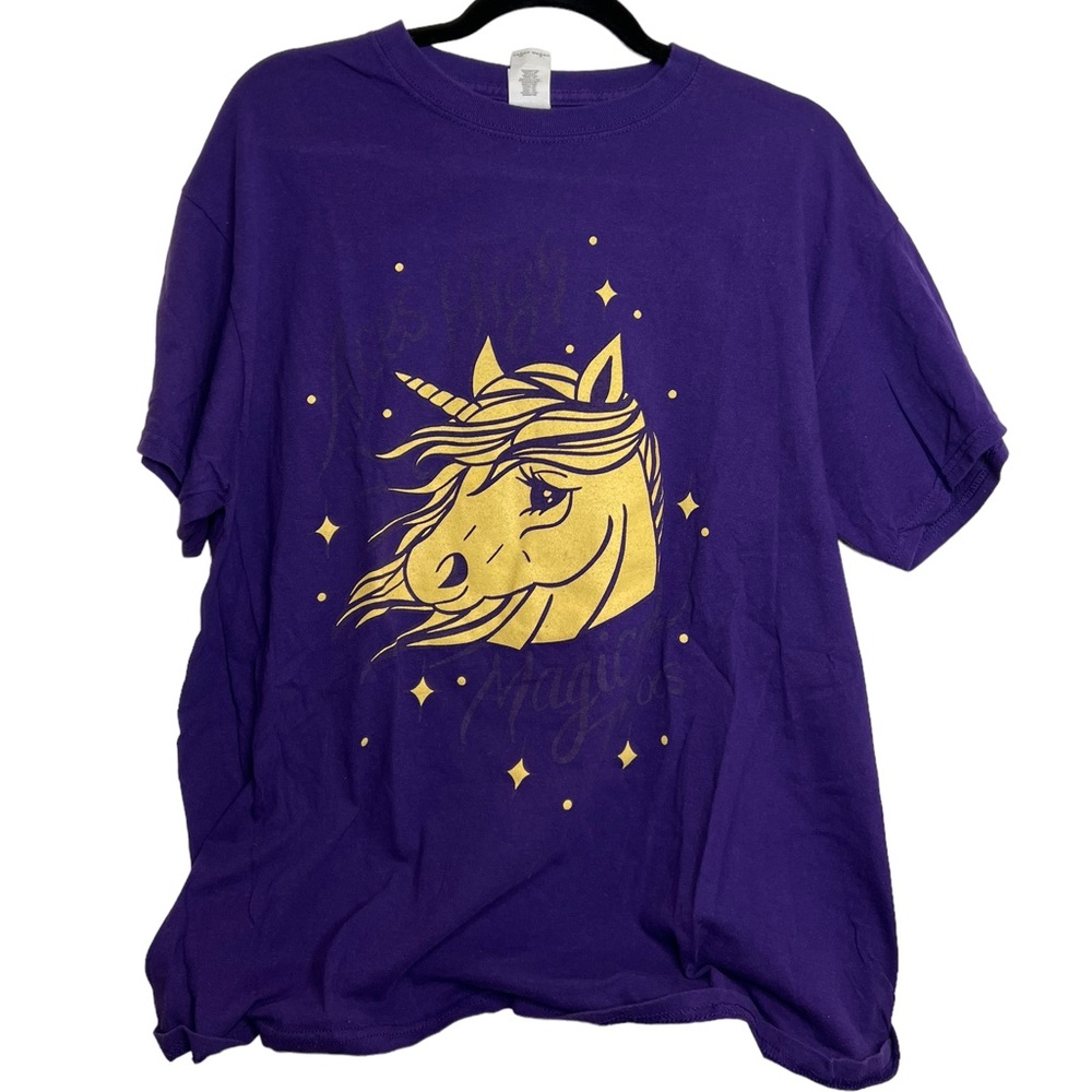 purple unicorn aces high tattoo t-shirt